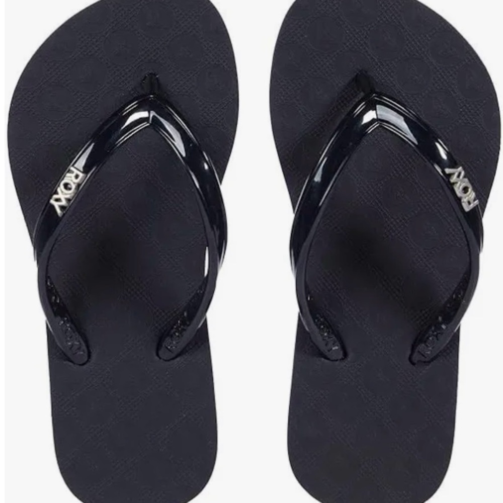 Roxy Dark Flip Flops with Logo
